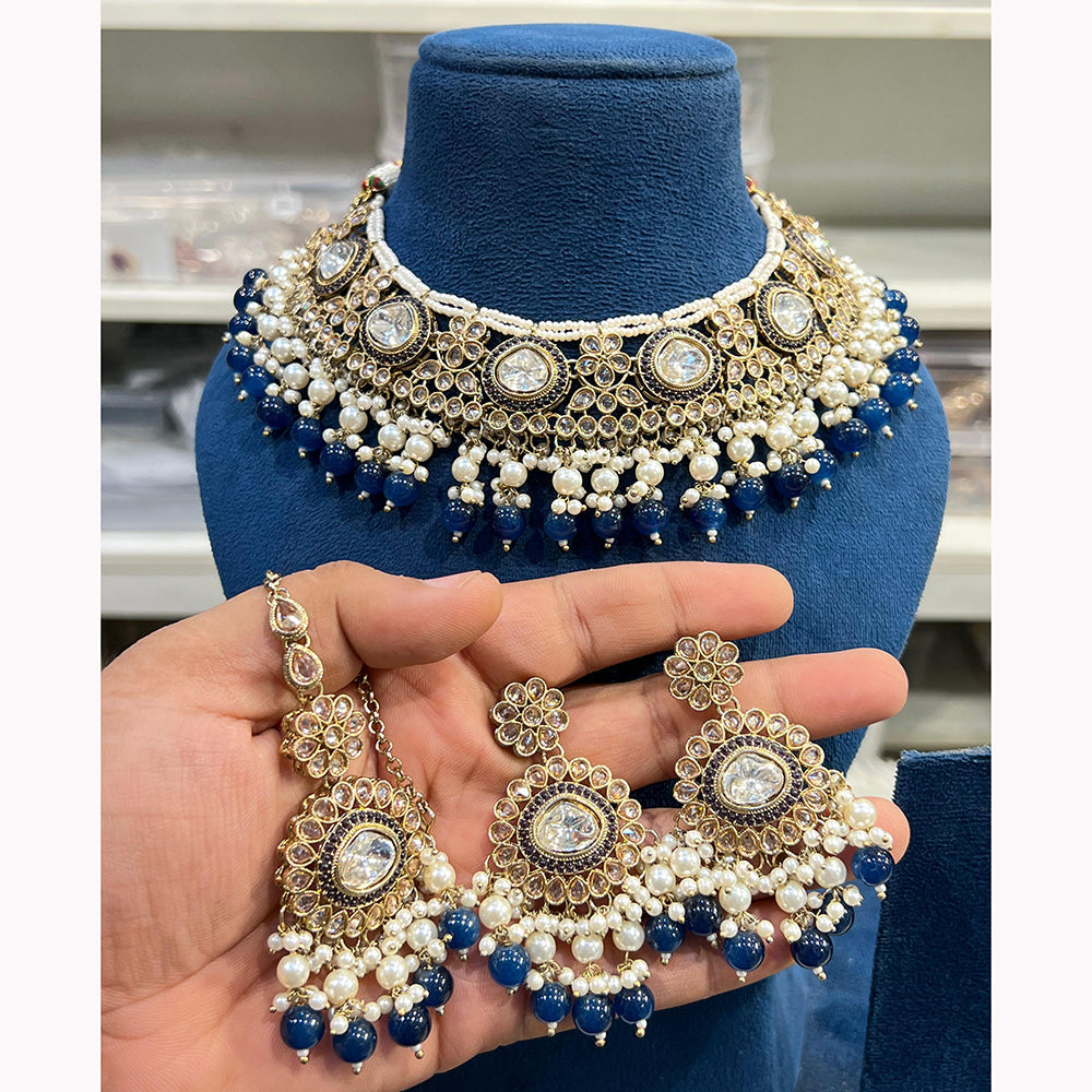 Hira Collections Elegant Glow Kundan And Pearl Necklace Set