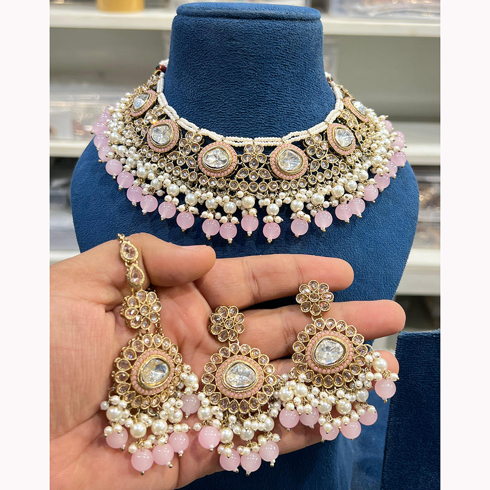 Hira Collections Elegant Glow Kundan And Pearl Necklace Set