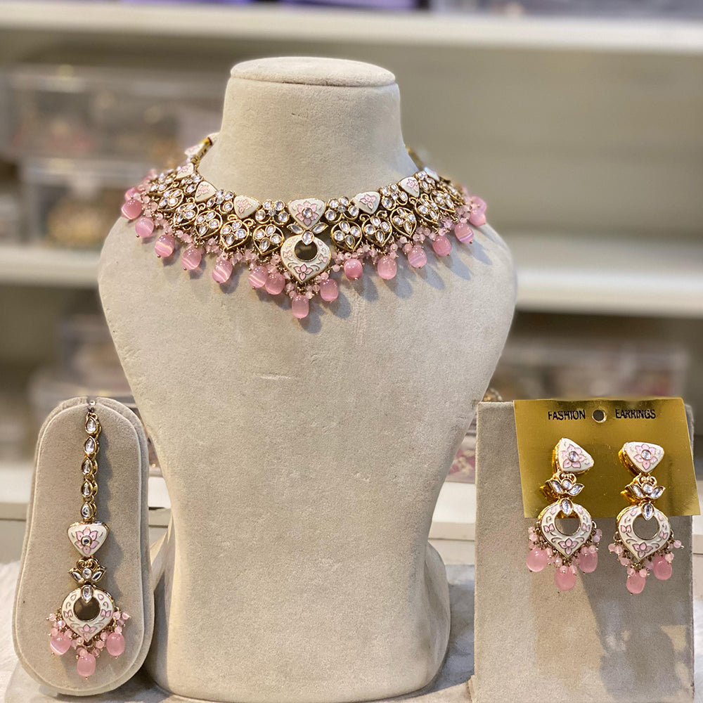 Hira Collections Elegant Glow Kundan And Pearl Necklace Set