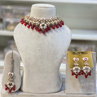 Hira Collections Elegant Glow Kundan And Pearl Necklace Set