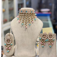 Hira Collections Elegant Glow Kundan And Pearl Necklace Set