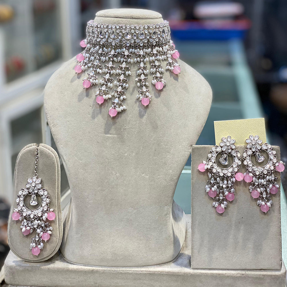 Hira Collections Elegant Glow Kundan And Pearl Necklace Set