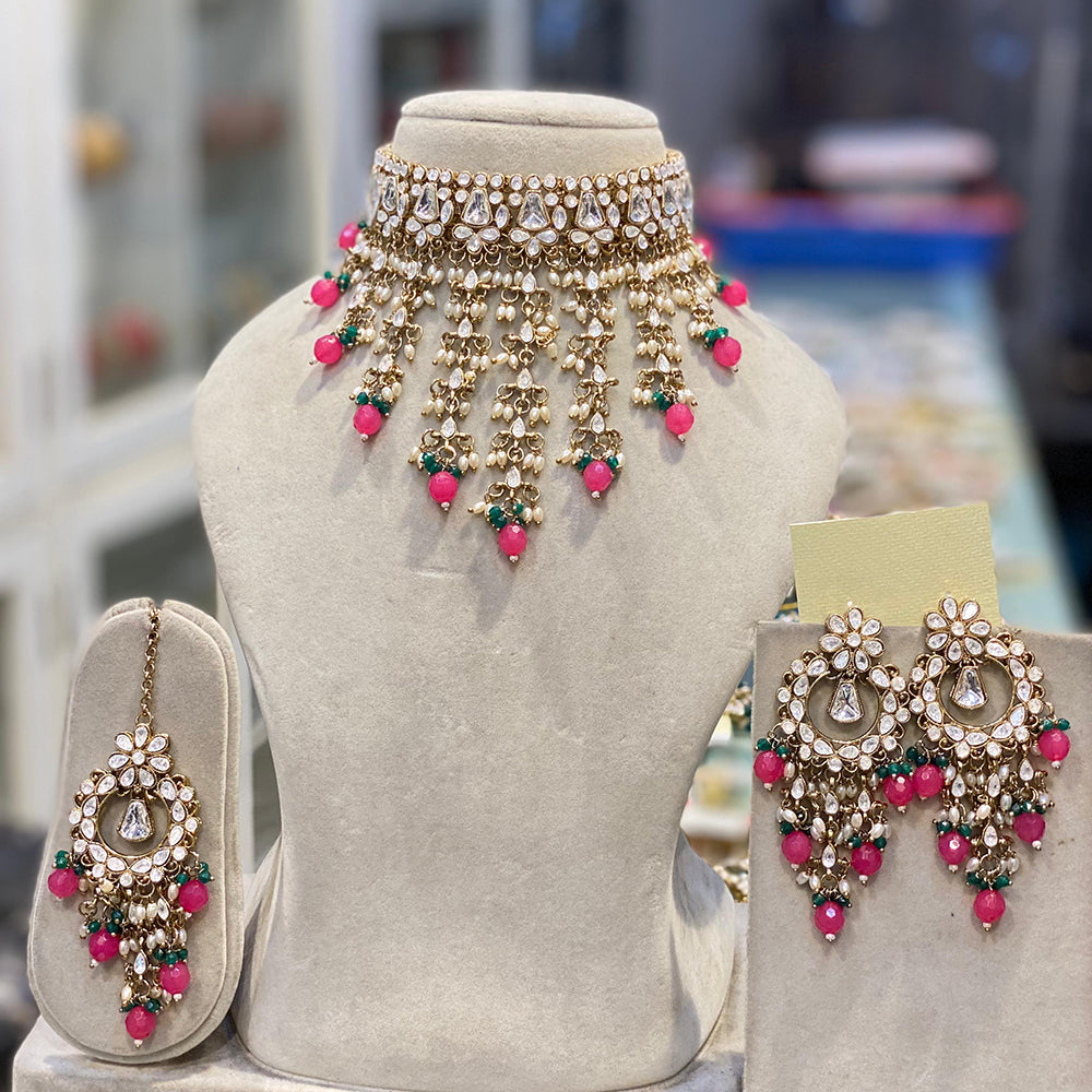 Hira Collections Elegant Glow Kundan And Pearl Necklace Set