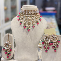 Hira Collections Elegant Glow Kundan And Pearl Necklace Set