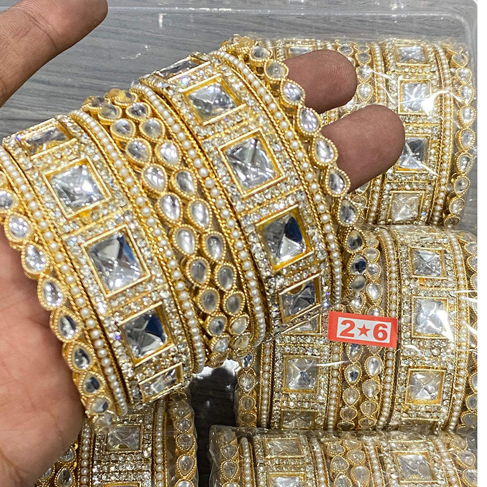 Hira Collections Ethnic Glow Kundan Stone Bangles Set