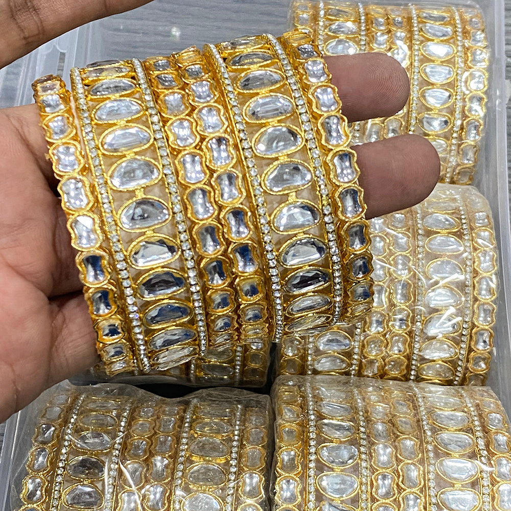 Hira Collections Ethnic Glow Kundan Stone Bangles Set