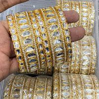 Hira Collections Ethnic Glow Kundan Stone Bangles Set