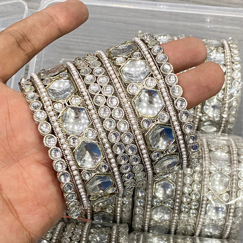 Hira Collections Ethnic Glow Kundan Stone Bangles Set