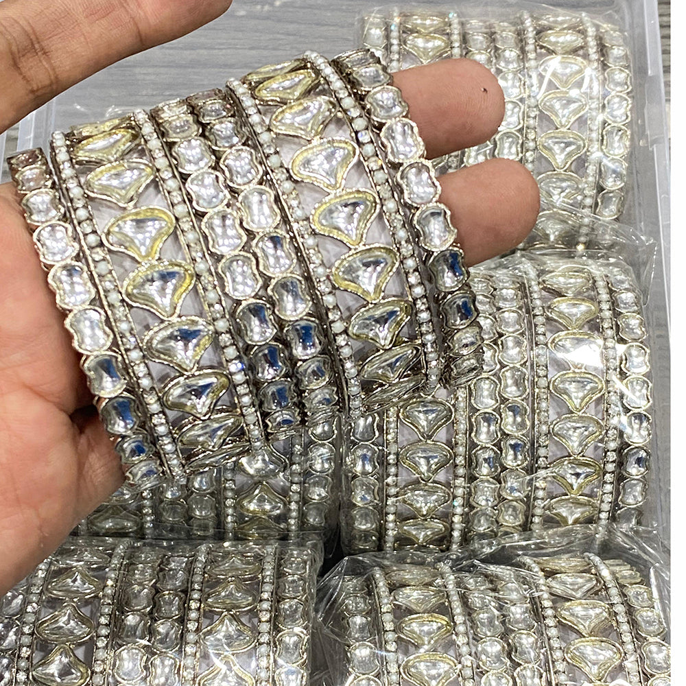 Hira Collections Ethnic Glow Kundan Stone Bangles Set