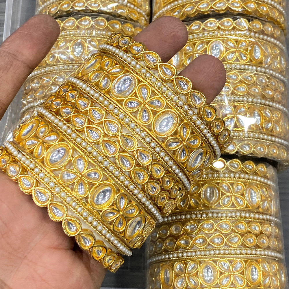 Hira Collections Ethnic Glow Kundan Stone Bangles Set