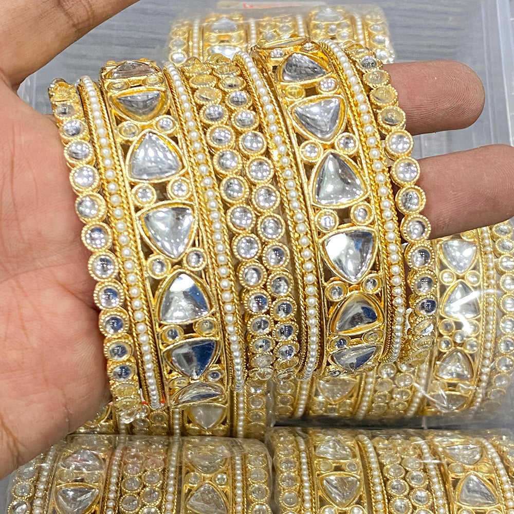 Hira Collections Ethnic Glow Kundan Stone Bangles Set