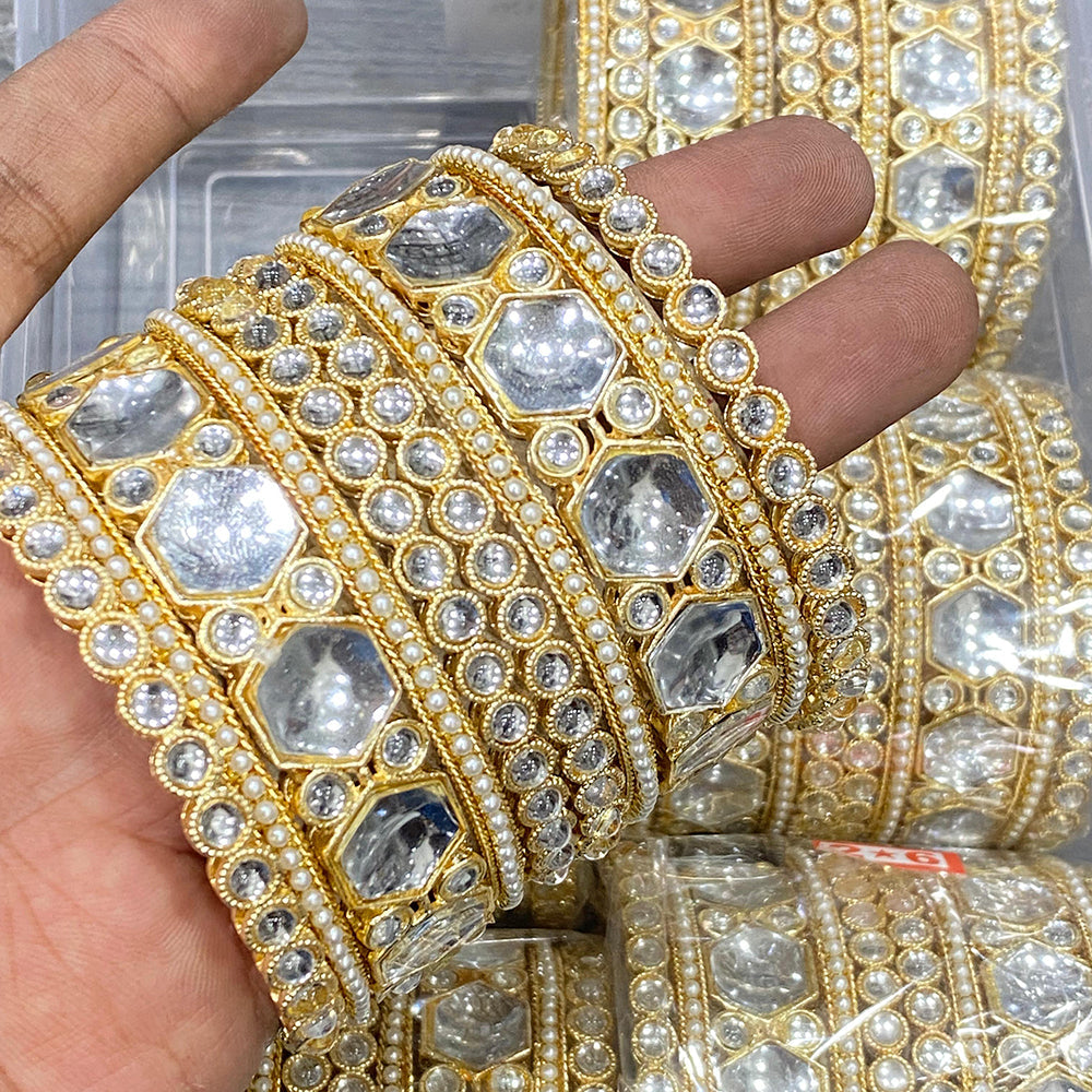 Hira Collections Ethnic Glow Kundan Stone Bangles Set