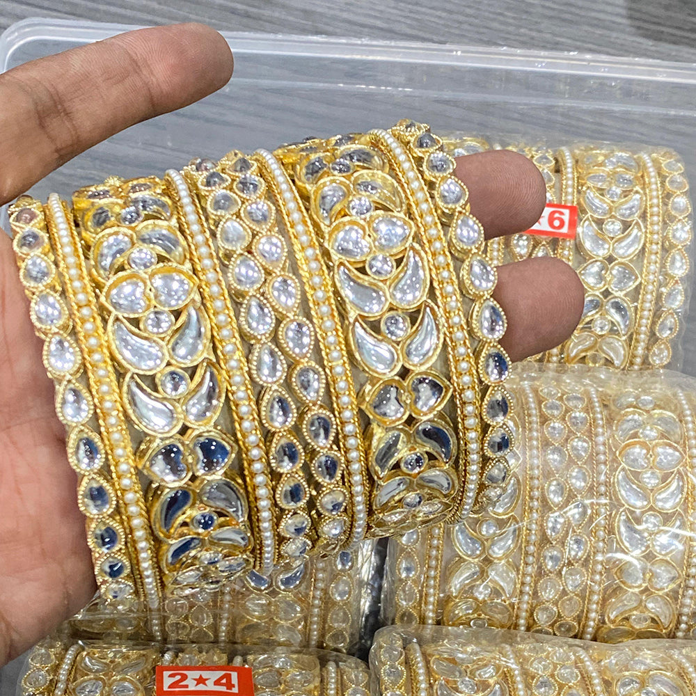 Hira Collections Ethnic Glow Kundan Stone Bangles Set