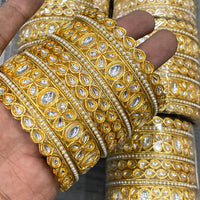 Hira Collections Ethnic Glow Kundan Stone Bangles Set