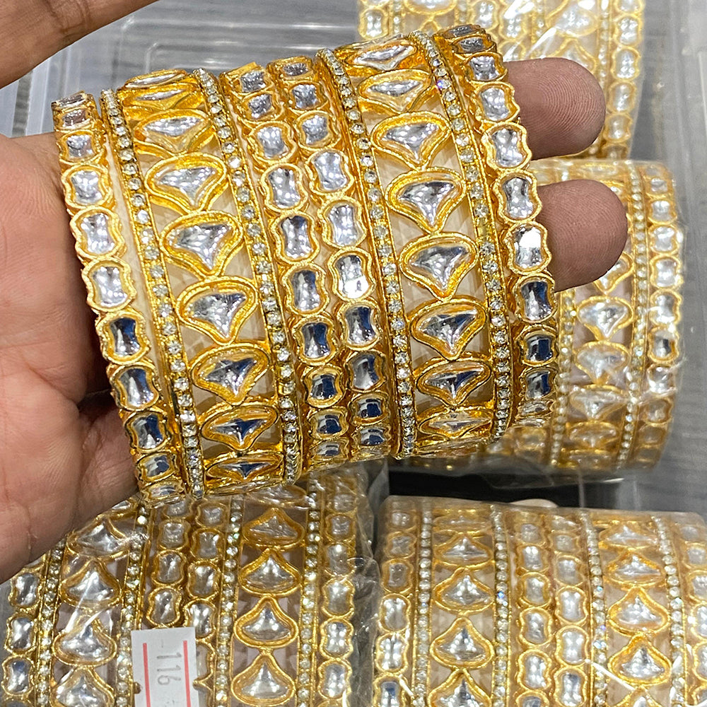 Hira Collections Ethnic Glow Kundan Stone Bangles Set