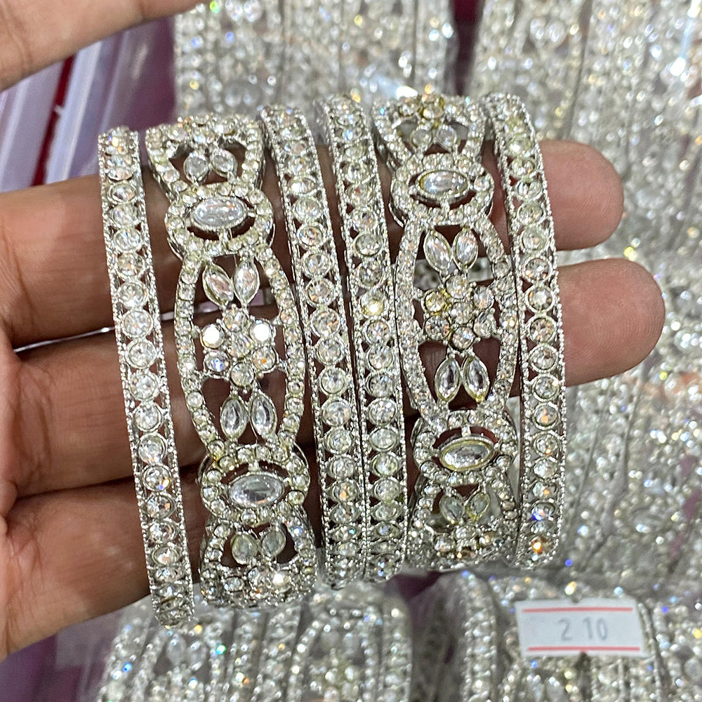 Hira Collections Sparkle Glow Kundan And Austrian Stone Bangles Set