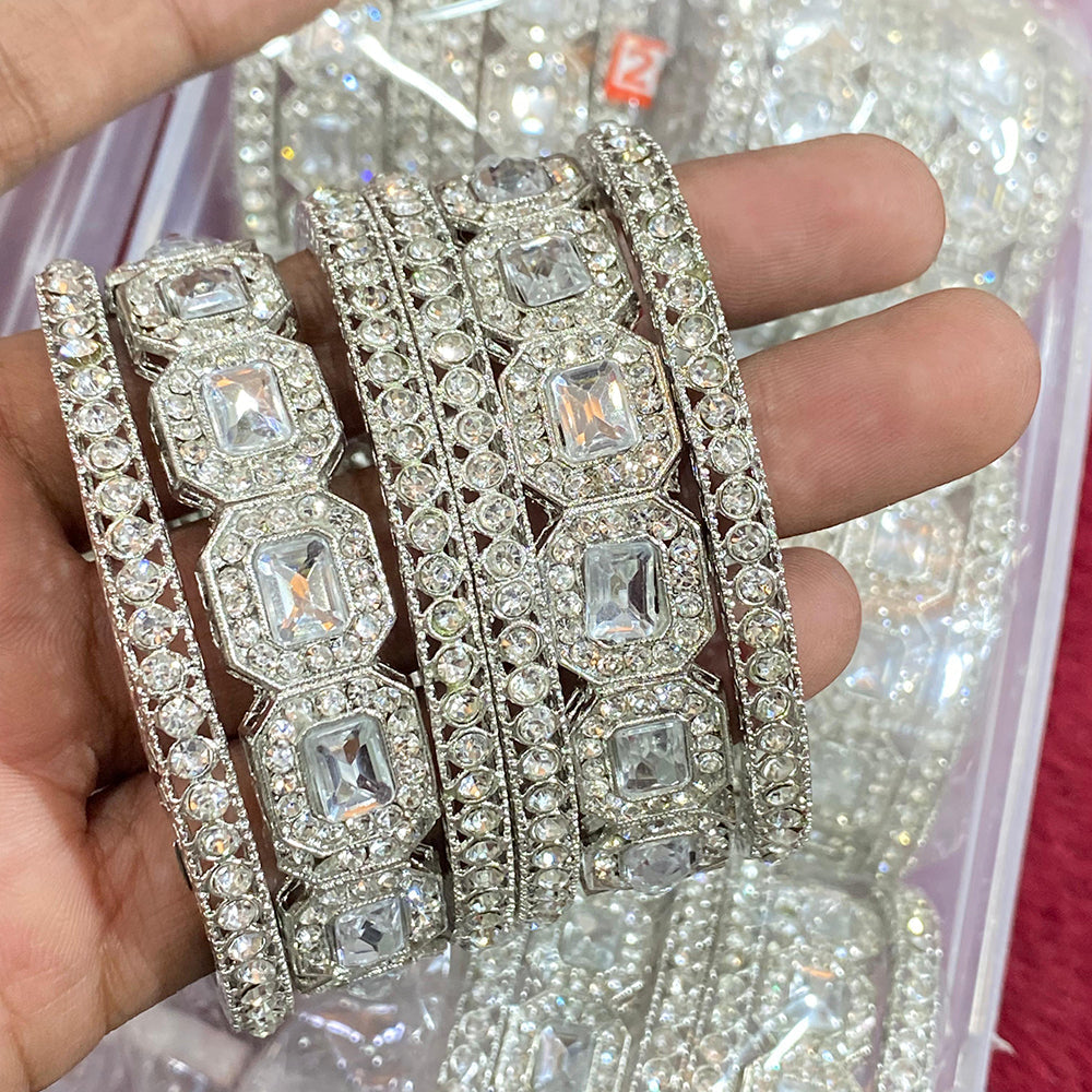 Hira Collections Sparkle Glow Kundan And Austrian Stone Bangles Set