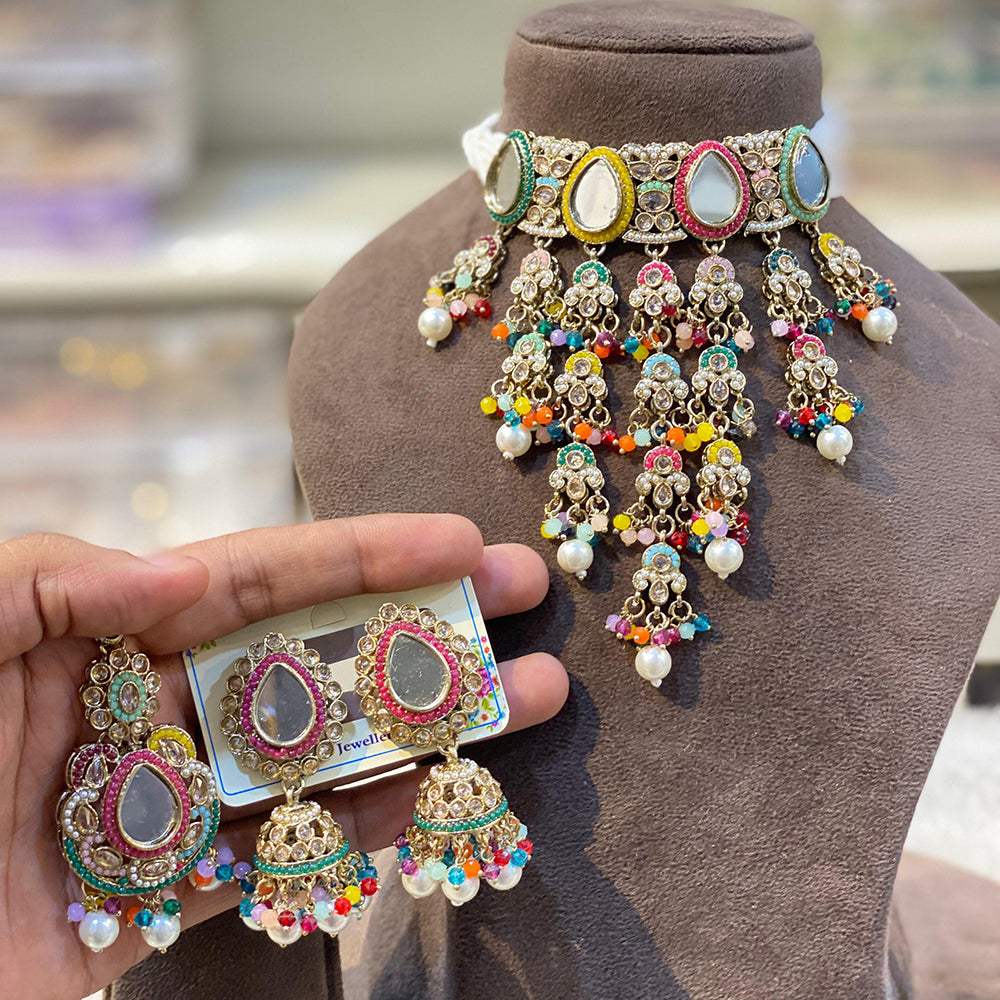 Hira Collections Classic Shine Kundan And Pearl Necklace Set