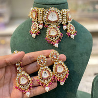Hira Collections Classic Shine Kundan And Pearl Necklace Set