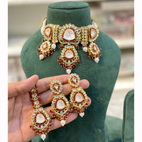 Hira Collections Classic Shine Kundan And Pearl Necklace Set