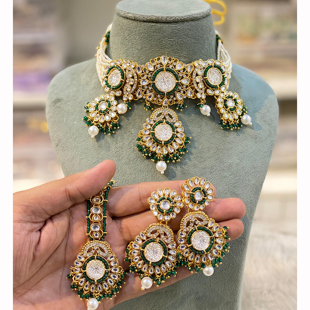 Hira Collections Classic Shine Kundan And Pearl Necklace Set