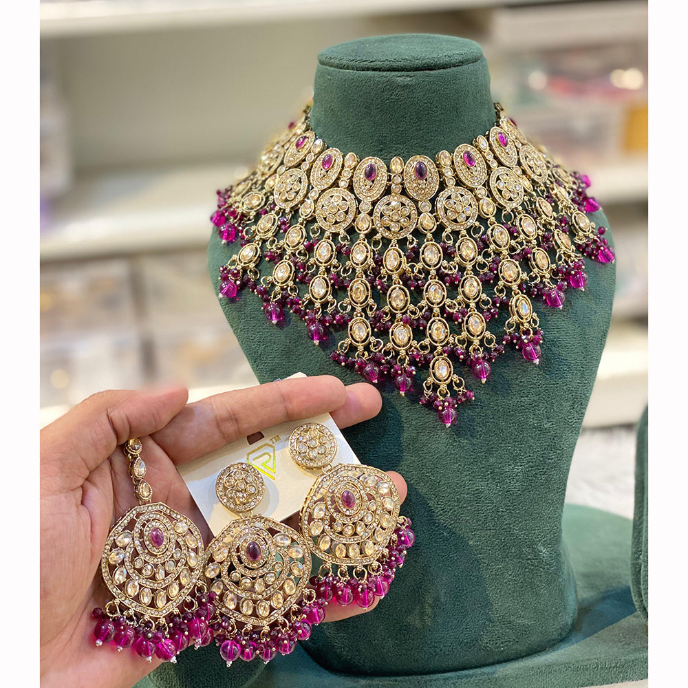 Hira Collections Classic Shine Kundan And Pearl Necklace Set