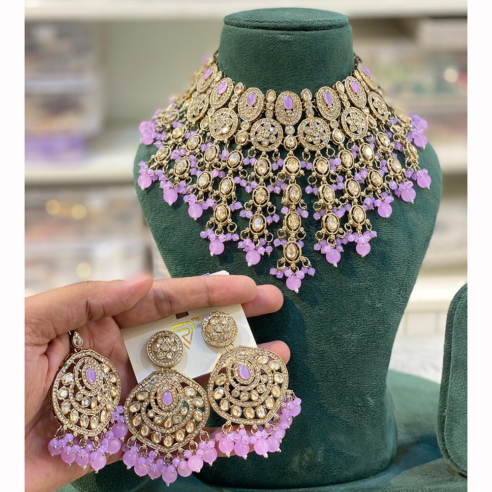 Hira Collections Classic Shine Kundan And Pearl Necklace Set