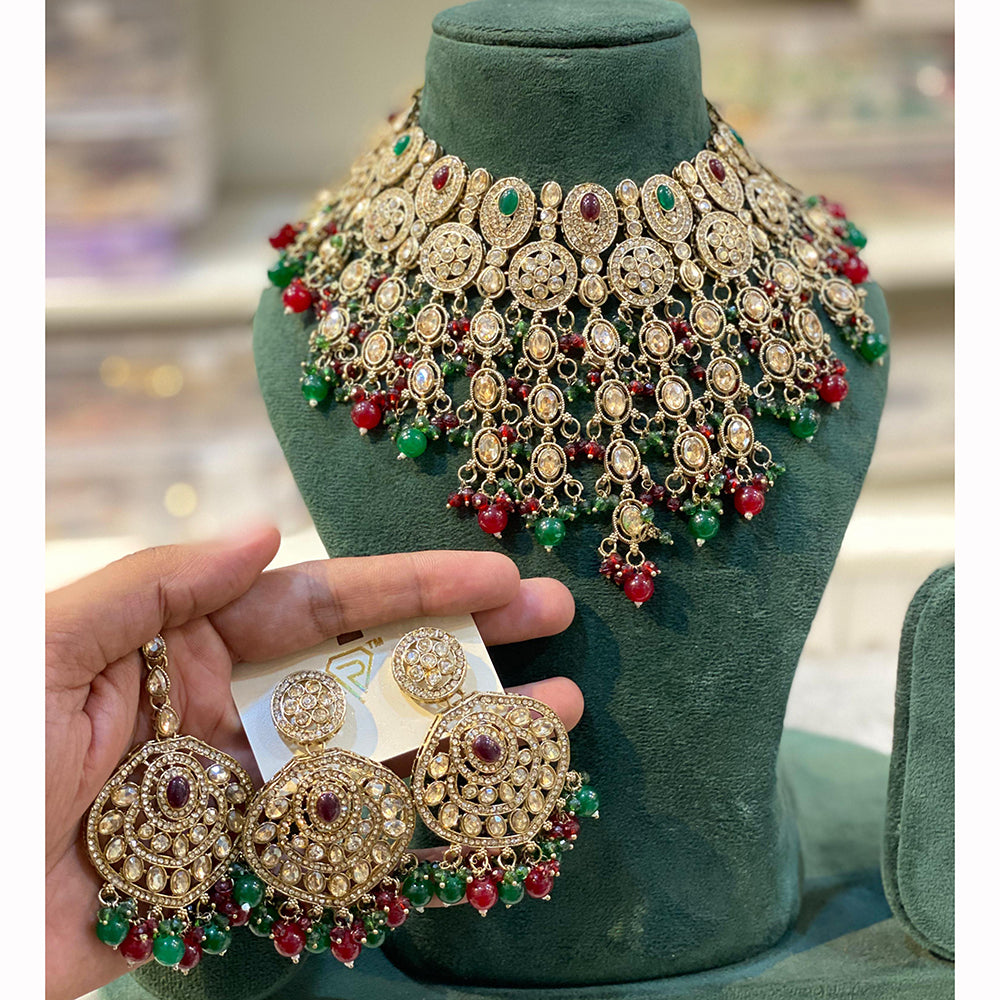 Hira Collections Classic Shine Kundan And Pearl Necklace Set