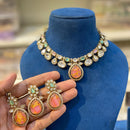 Hira Collections Sparkling Pota and Kundan Stone Necklace Set