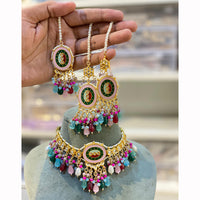 Hira Collections Sparkling Pota and Kundan Stone Necklace Set