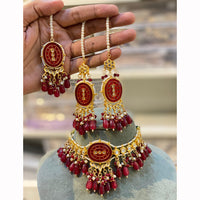 Hira Collections Sparkling Pota and Kundan Stone Necklace Set