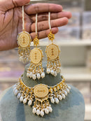 Hira Collections Sparkling Pota and Kundan Stone Necklace Set