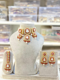 Hira Collections Classic Shine Kundan And Pearl Necklace Set