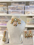 Hira Collections Classic Shine Kundan And Pearl Necklace Set