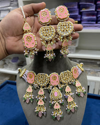 Hira Collections Elegant Glow Pota Kundan And Pearl Necklace Set