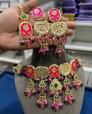 Hira Collections Elegant Glow Pota Kundan And Pearl Necklace Set