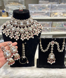 Hira Collections Handcrafted Kundan Stone And Pearls Semi Bridal Necklace Set