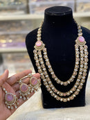 Hira Collections Sparkling Pota and Kundan Stone Necklace Set