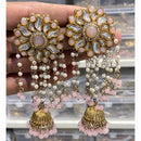 Hira Collections Royal Kundan And Beaded Jhumki Earrings