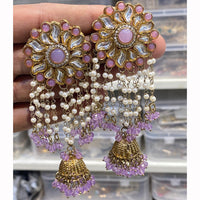 Hira Collections Royal Kundan And Beaded Jhumki Earrings