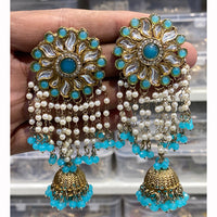 Hira Collections Royal Kundan And Beaded Jhumki Earrings