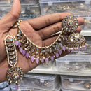 Hira Collections Designer Mirror And Beads Jhumki Earrings With Maang Tikka
