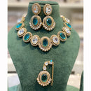 Hira Collections Sparkling Pota and Kundan Stone Necklace Set
