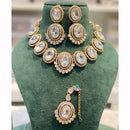 Hira Collections Sparkling Pota and Kundan Stone Necklace Set