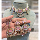 Hira Collections Sparkling Pota and Kundan Stone Necklace Set
