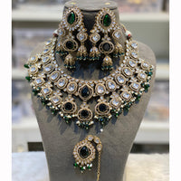 Hira Collections Sparkling Pota Kundan And Pearl Necklace Set