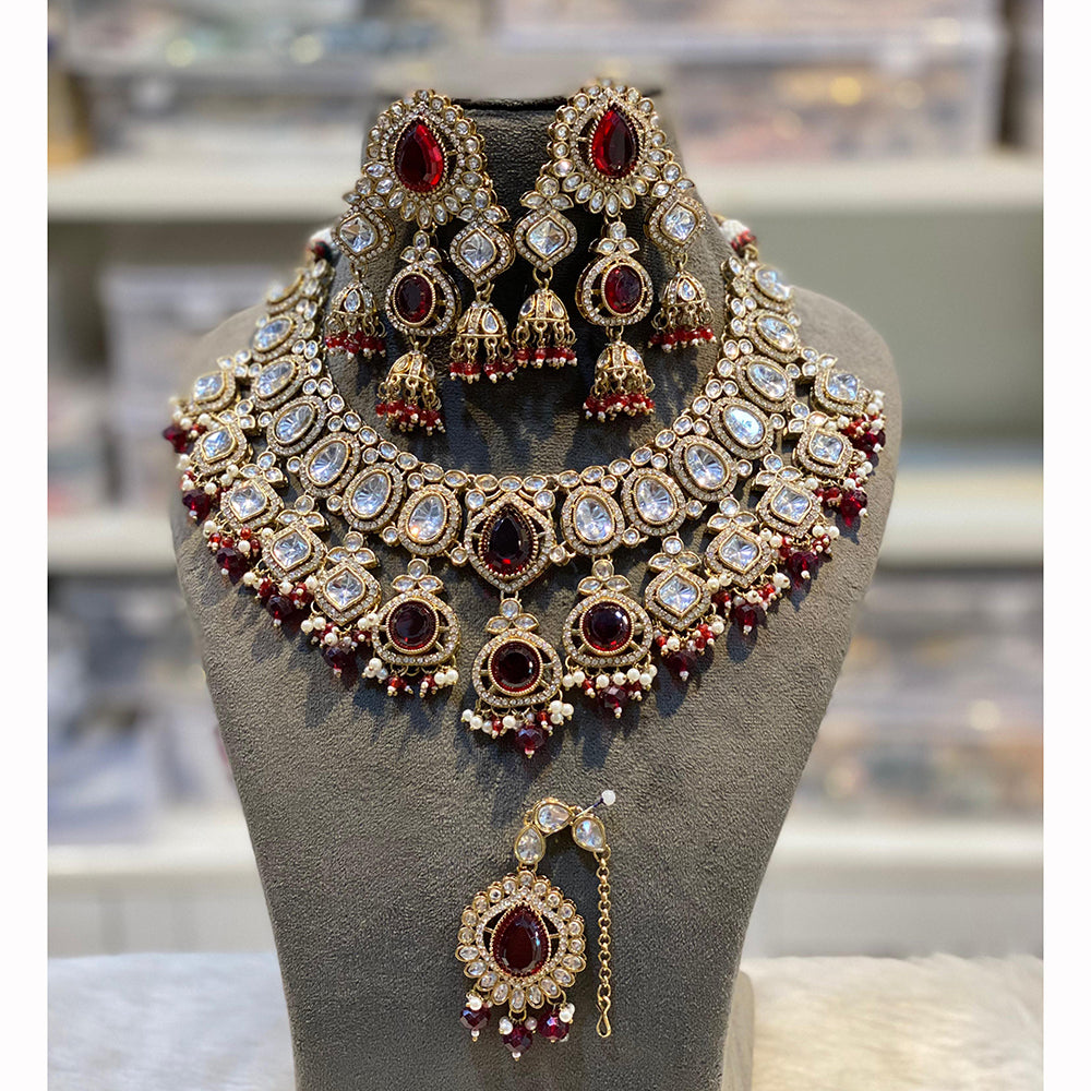 Hira Collections Sparkling Pota Kundan And Pearl Necklace Set