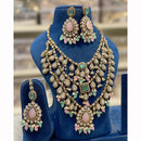 Hira Collections Sparkling Pota Kundan And Pearl Necklace Set