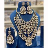 Hira Collections Sparkling Pota Kundan And Pearl Necklace Set