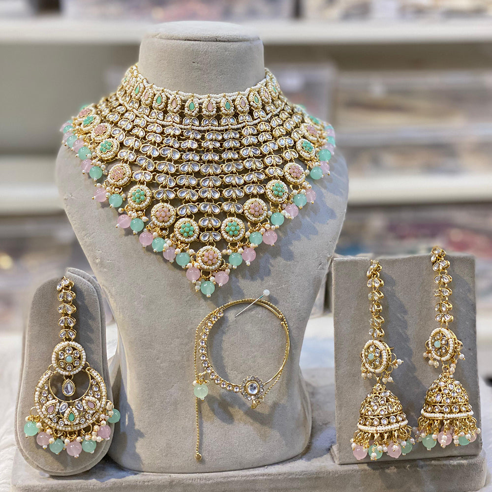 Hira Collections Sparkling Pota Kundan And Pearl Necklace Set